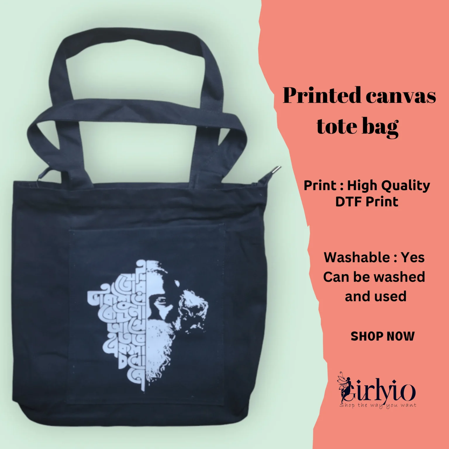 Printed Canvas Tote Bag