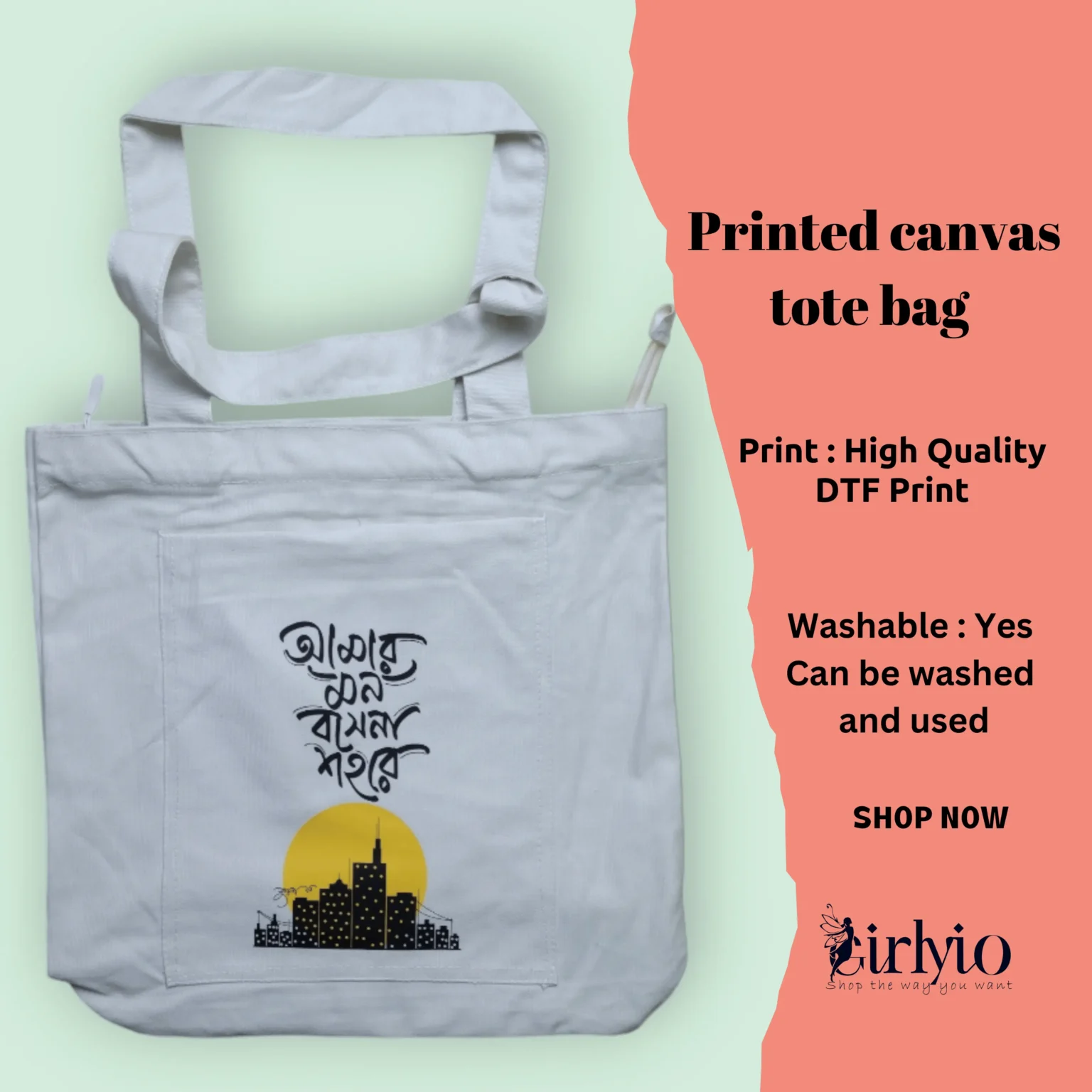 Printed Canvas Tote Bag_girlyio.com