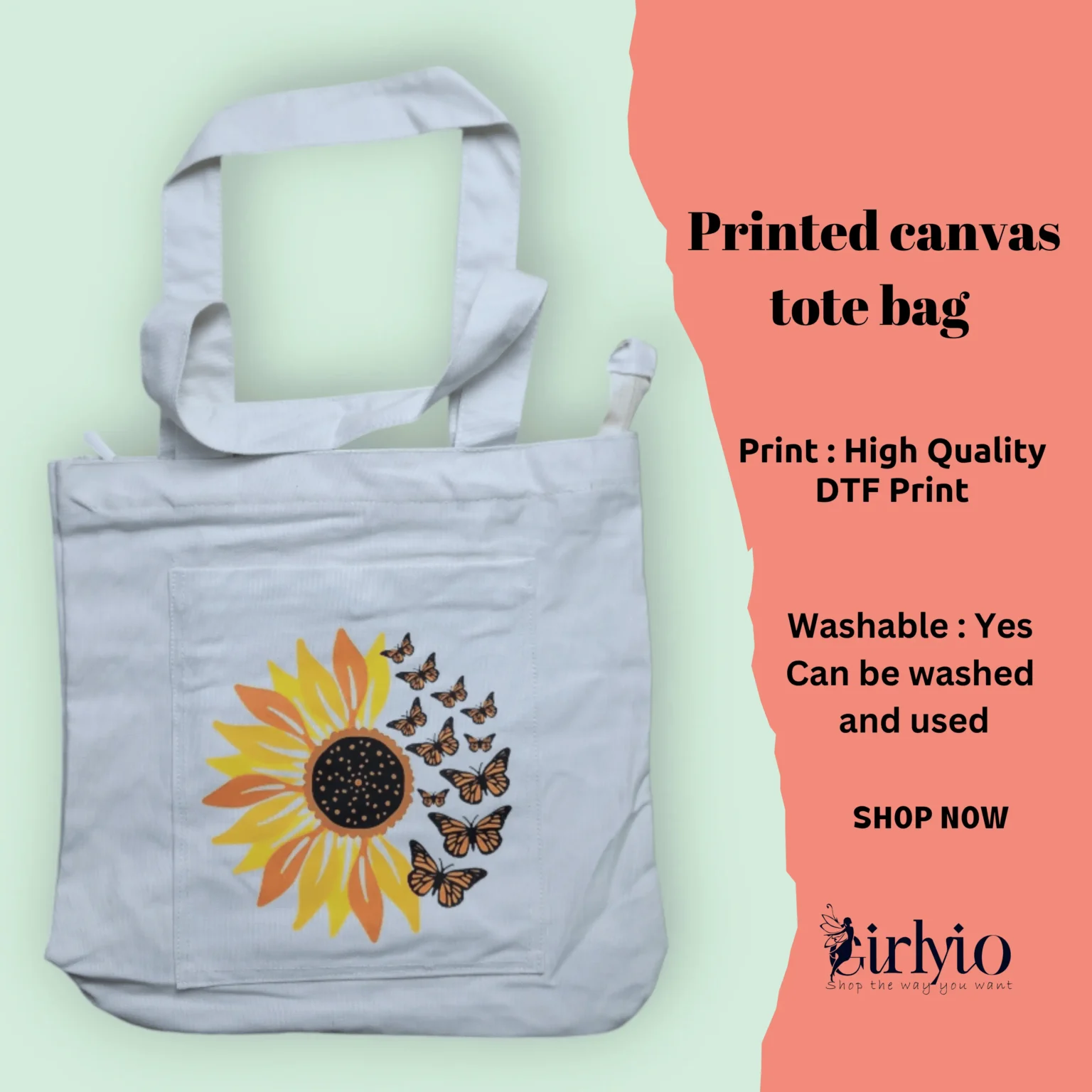 Printed Canvas Tote Bag_girlyio.com