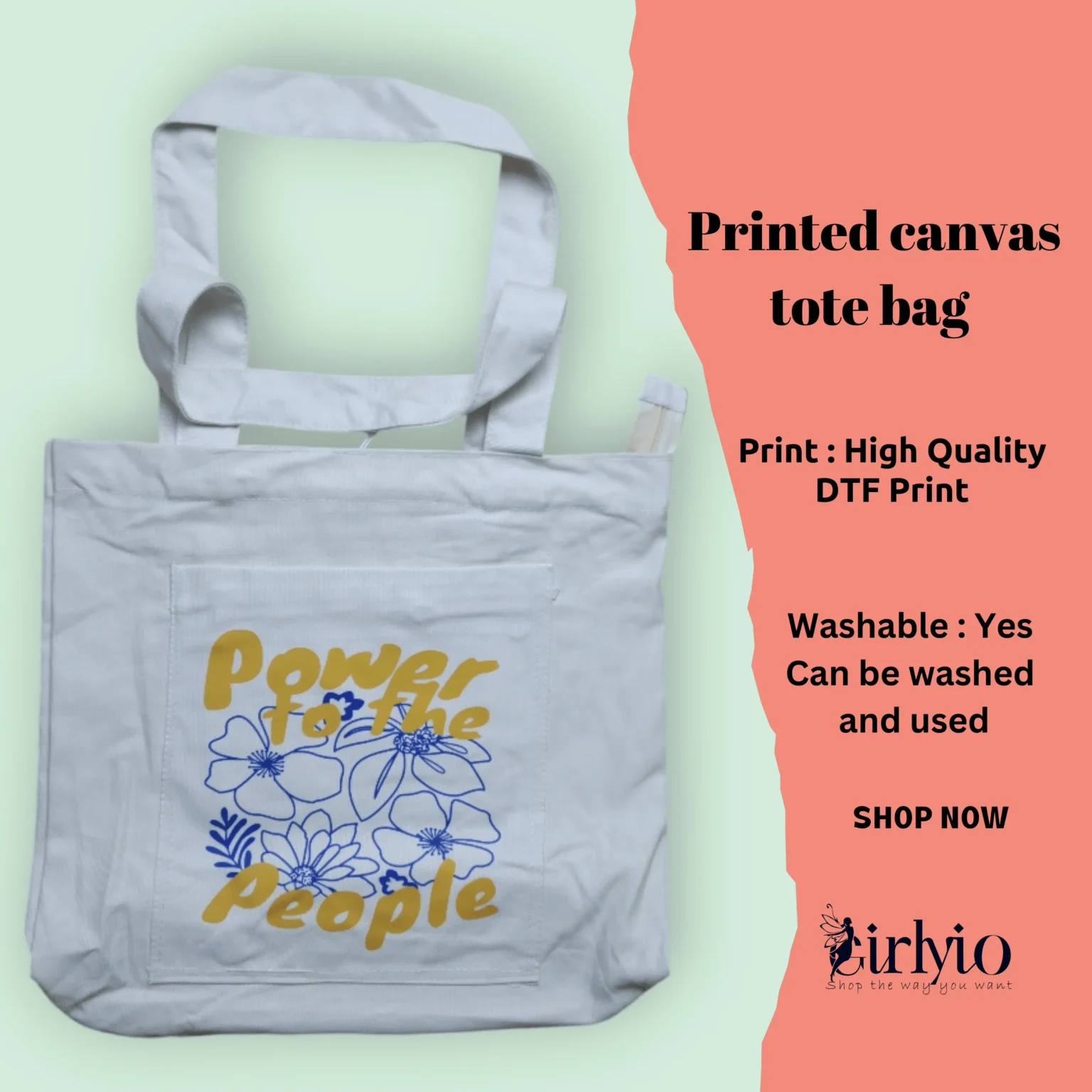 Printed Canvas Tote Bag_girlyio.com