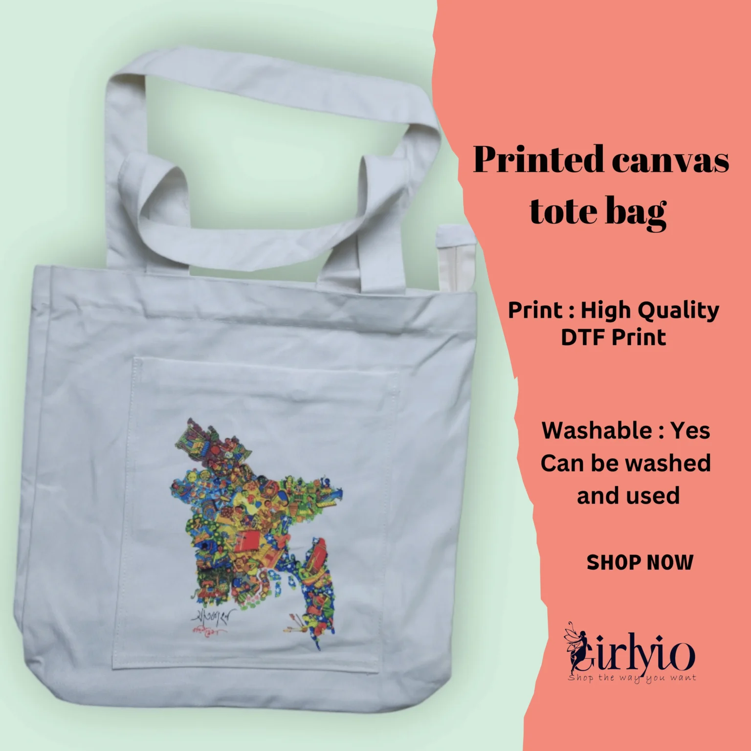 Printed Canvas Tote Bag_girlyio.com