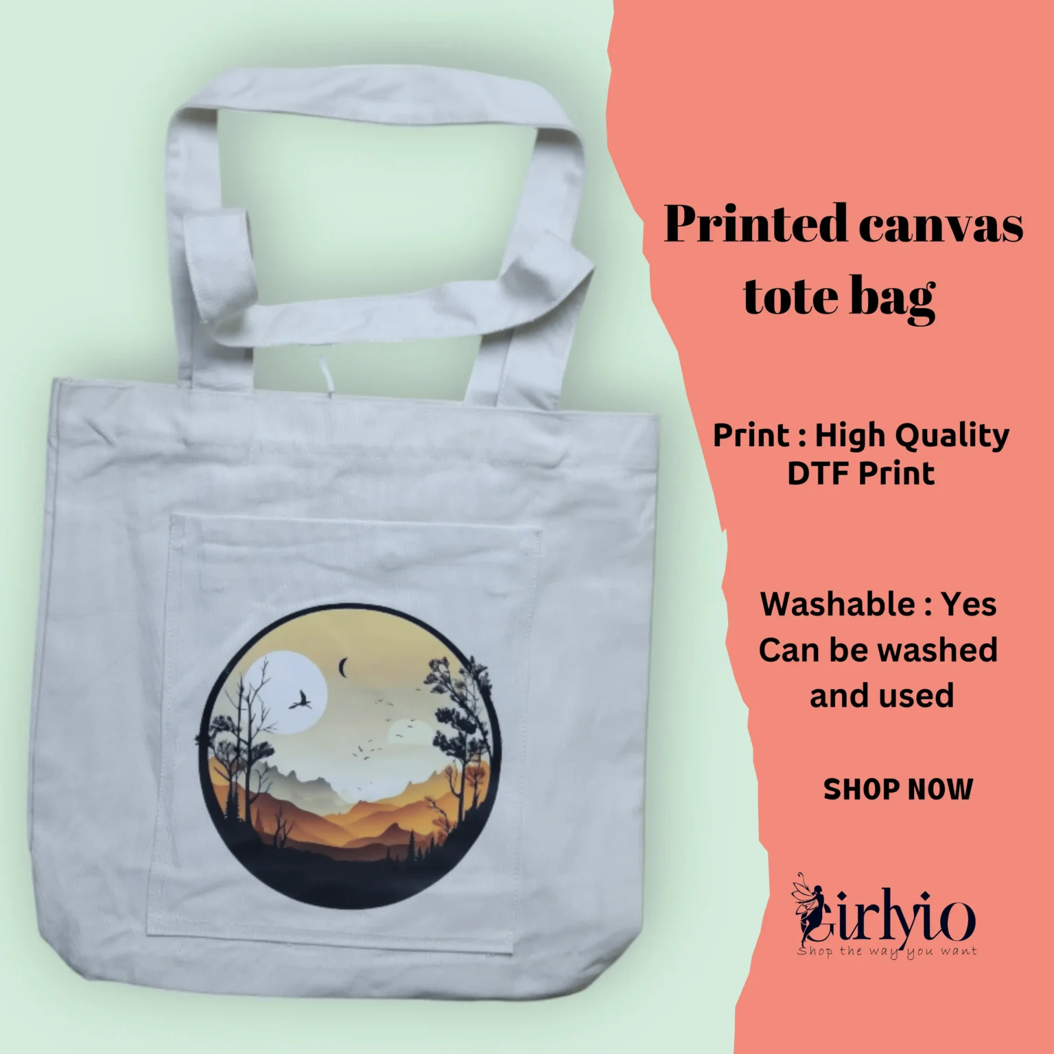 Printed Canvas Tote Bag