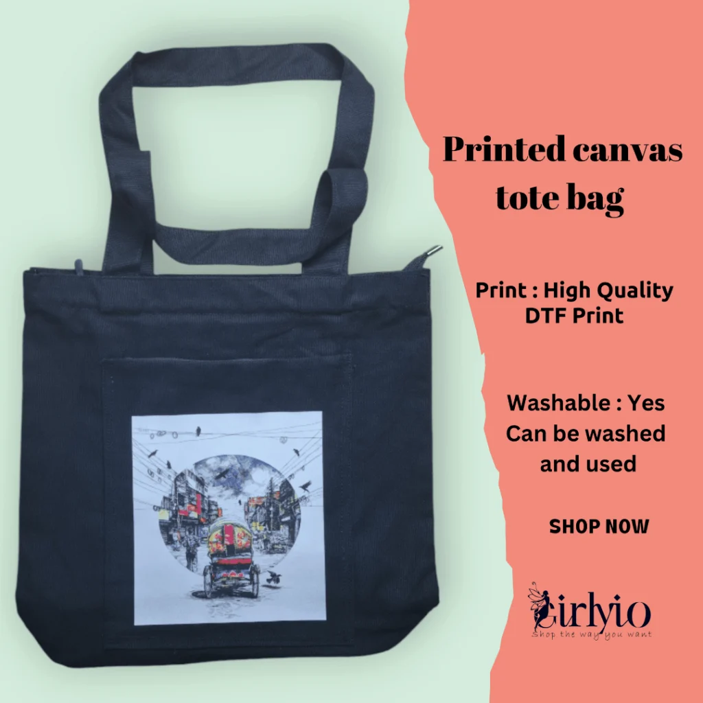 Printed Canvas Tote Bag